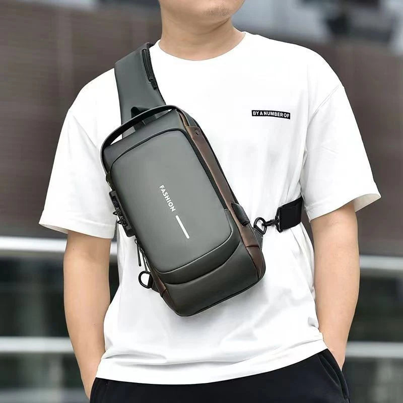 Men Fashion Travel Sport Sling Bag Male Multifunction Anti-theft USB Charging Password Lock For Riding Motorcycle Chest Packs