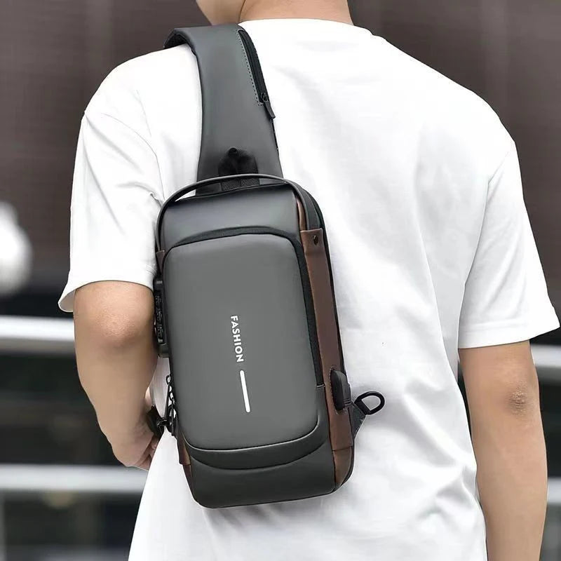 Men Fashion Travel Sport Sling Bag Male Multifunction Anti-theft USB Charging Password Lock For Riding Motorcycle Chest Packs