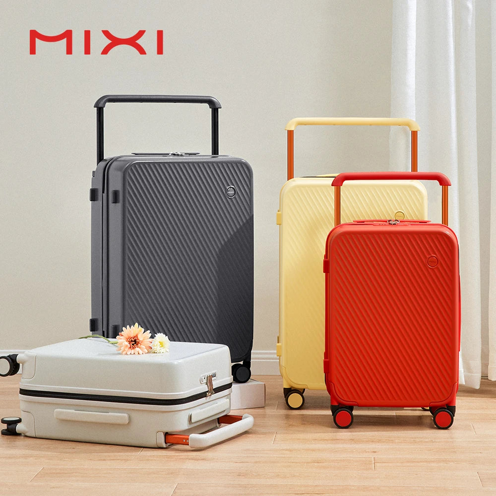 Mixi Wide Handle Travel Luggage Suitcase Rolling Spinner Wheels Hardside PC TSA Lock 20 24 Inch Unisex