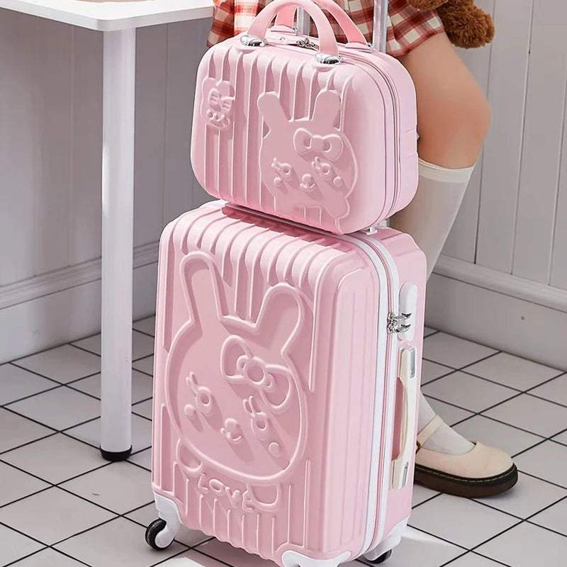 children Lovely Rolling luggage set women trolley suitcase girls pink spinner brand carry ons luggage travel bag with handbag