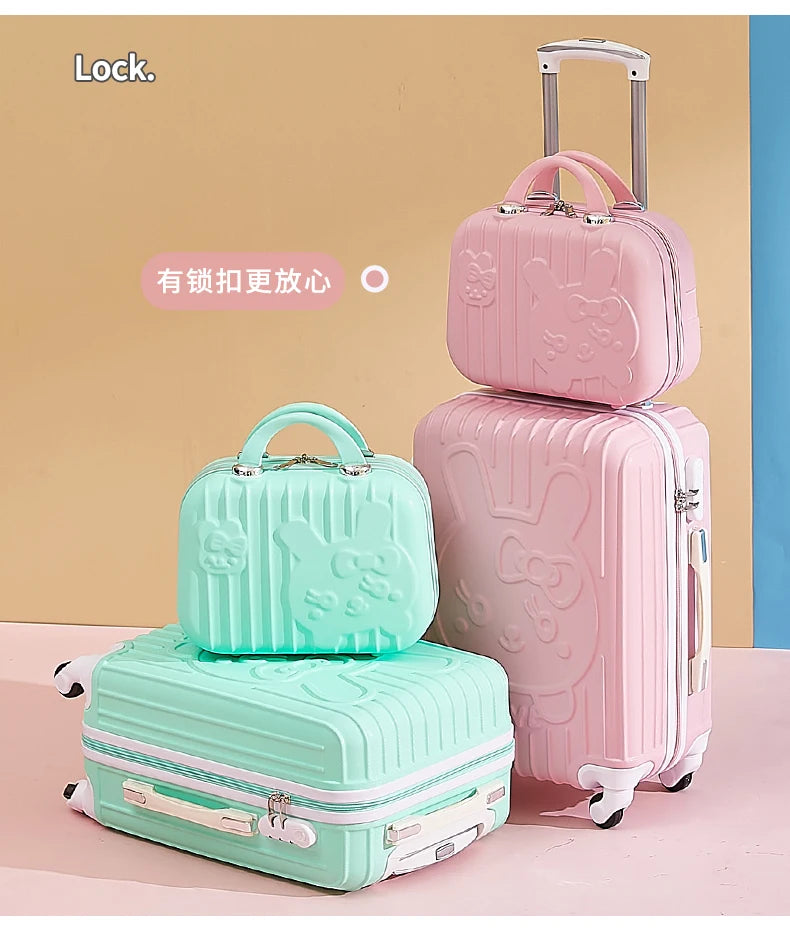 children Lovely Rolling luggage set women trolley suitcase girls pink spinner brand carry ons luggage travel bag with handbag