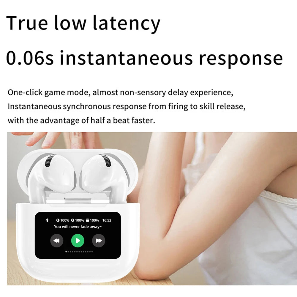 A12 Pro ENC Noise Cancellation Earphone TWS Wireless Earbuds With Touch Control LCD Screen Equalizer Super Bass Premium Sound