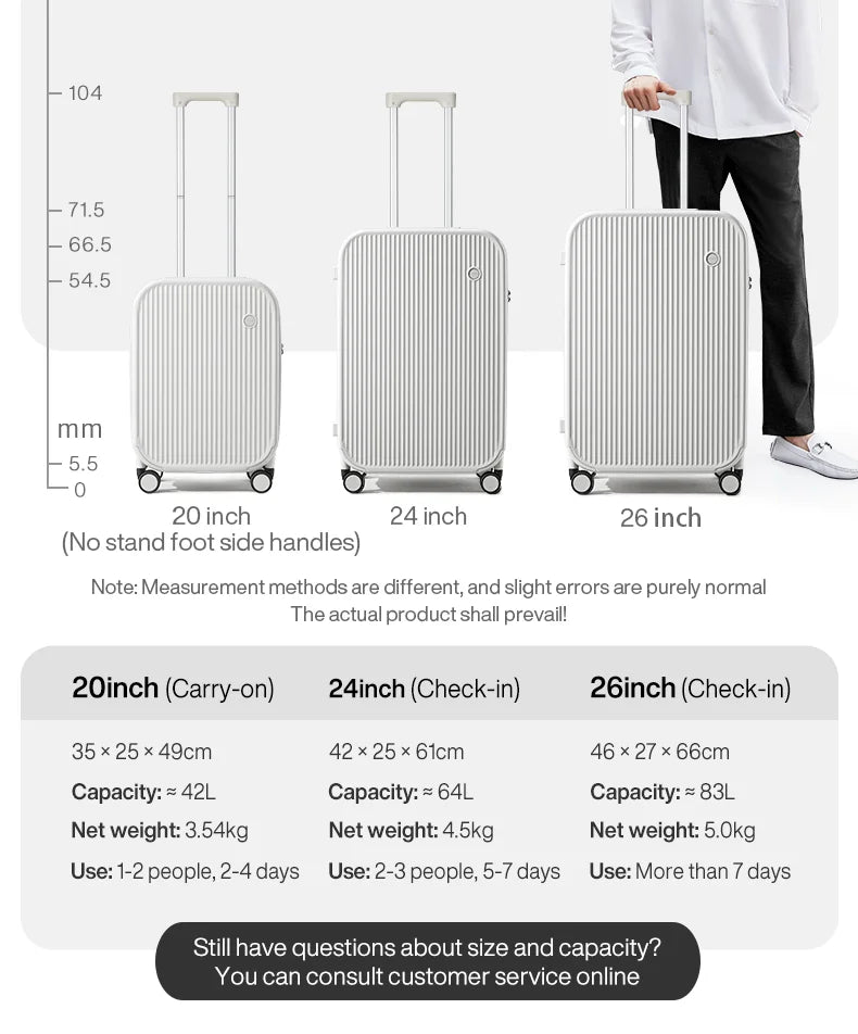 Mixi Carry On Luggage with Cup Phone Holder Hard Shell Rolling Travel Suitcase with Spinner Wheels 20 24 26 Inch M9290