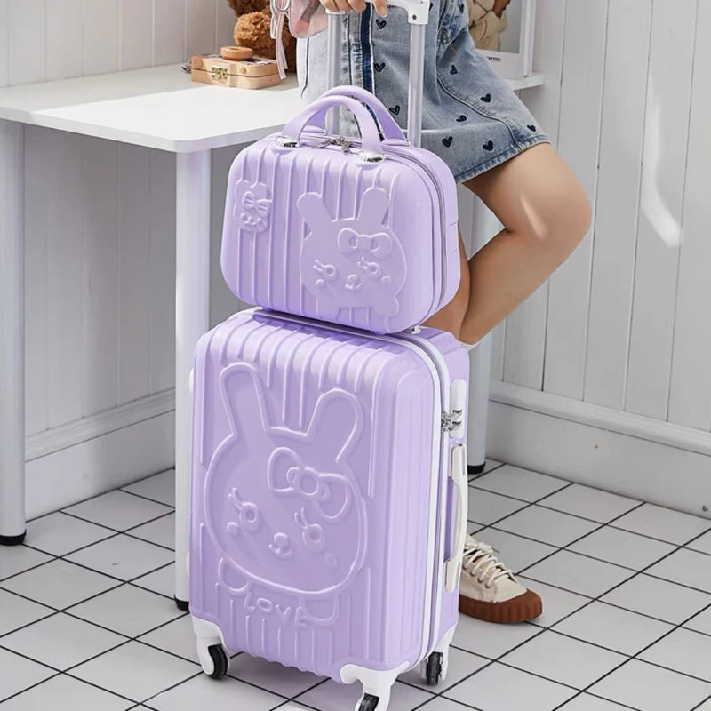 children Lovely Rolling luggage set women trolley suitcase girls pink spinner brand carry ons luggage travel bag with handbag