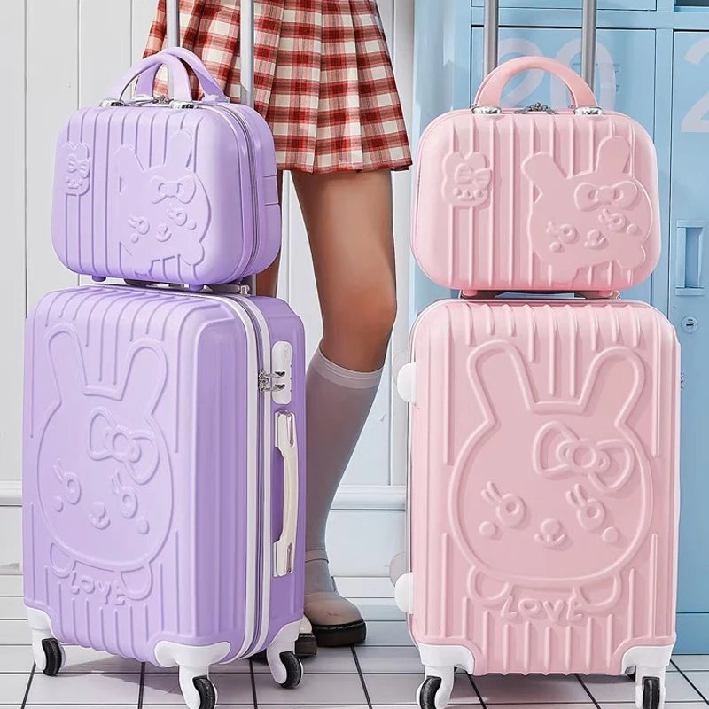 children Lovely Rolling luggage set women trolley suitcase girls pink spinner brand carry ons luggage travel bag with handbag