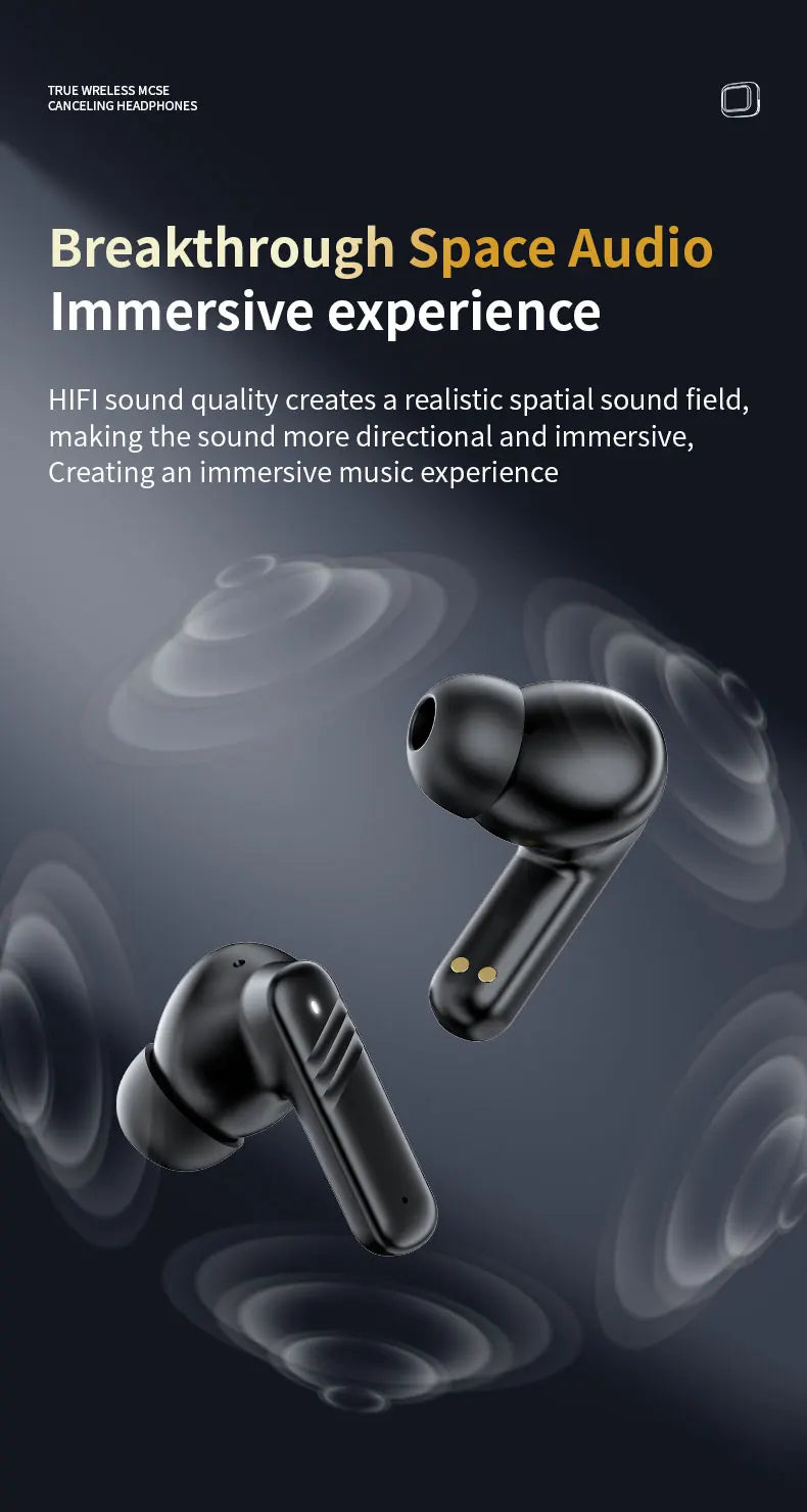 Wireless Earbuds With Touch Screen In-Ear Earphone ANC Noise Cancellation Long Battery ENC Mic Compatible With IOS Android