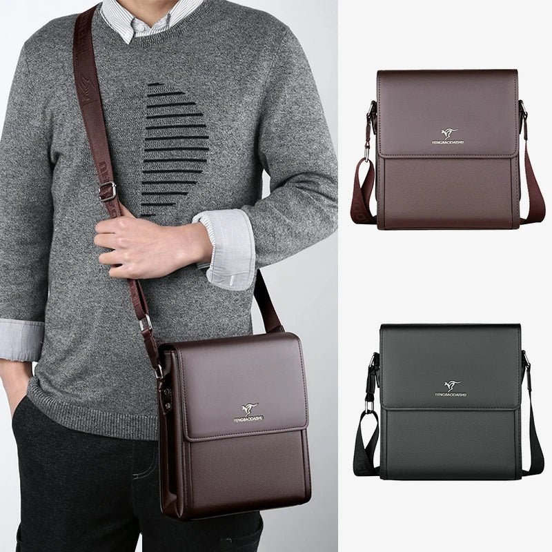 Business Shoulder Bag For Men Leather Porter Briefcase Cross Messenger Designer Luxury Crossbody Side Phone Bag Pouch Bolsas