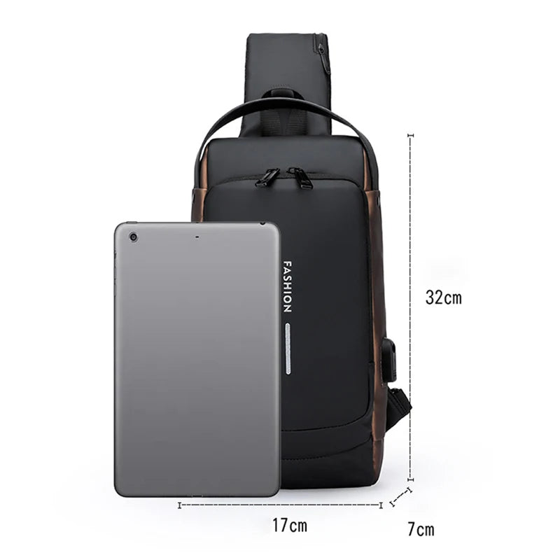 Men Fashion Travel Sport Sling Bag Male Multifunction Anti-theft USB Charging Password Lock For Riding Motorcycle Chest Packs