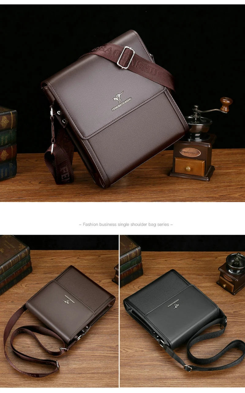 Business Shoulder Bag For Men Leather Porter Briefcase Cross Messenger Designer Luxury Crossbody Side Phone Bag Pouch Bolsas