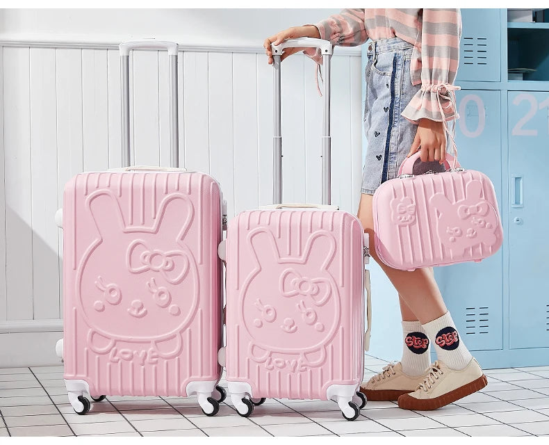 children Lovely Rolling luggage set women trolley suitcase girls pink spinner brand carry ons luggage travel bag with handbag