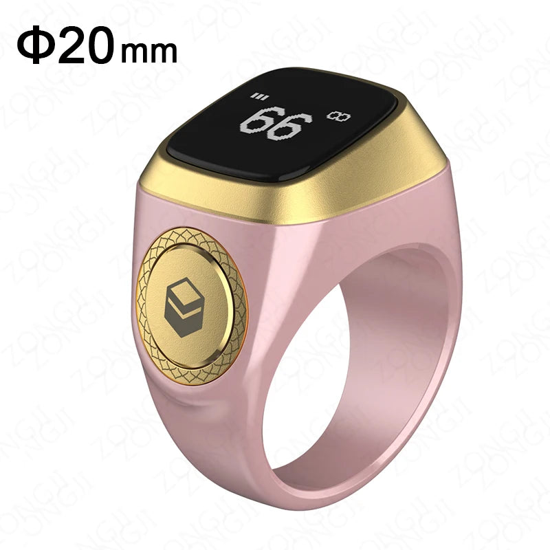 IQibla Smart Praise Zikr Ring Tasbih Tally Intelligent Digital Counter for Muslims 5 Prayer Time Vibration Reminder Waterproof