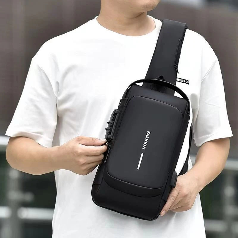 Men Fashion Travel Sport Sling Bag Male Multifunction Anti-theft USB Charging Password Lock For Riding Motorcycle Chest Packs