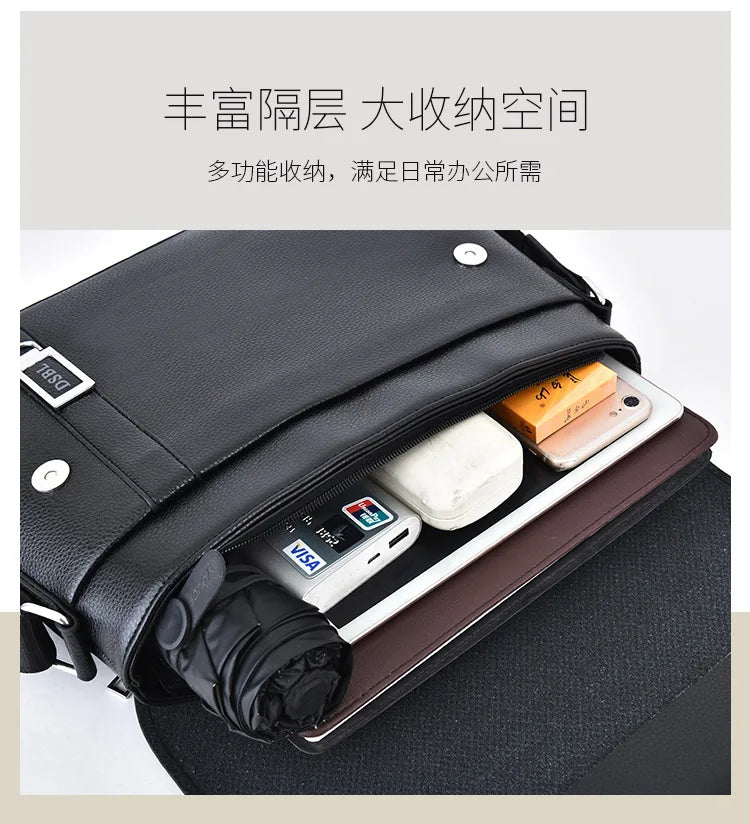 Business Men Leather Shoulder Bag Boy Crossbody Designer Luxury Briefcase Messenger Bags Male Gift Men's Handbags