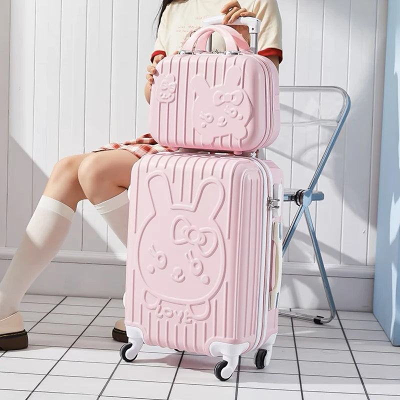 children Lovely Rolling luggage set women trolley suitcase girls pink spinner brand carry ons luggage travel bag with handbag