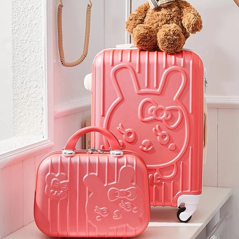 children Lovely Rolling luggage set women trolley suitcase girls pink spinner brand carry ons luggage travel bag with handbag