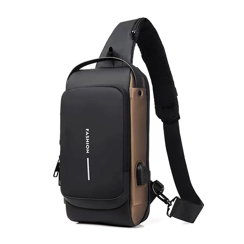 Men Fashion Travel Sport Sling Bag Male Multifunction Anti-theft USB Charging Password Lock For Riding Motorcycle Chest Packs