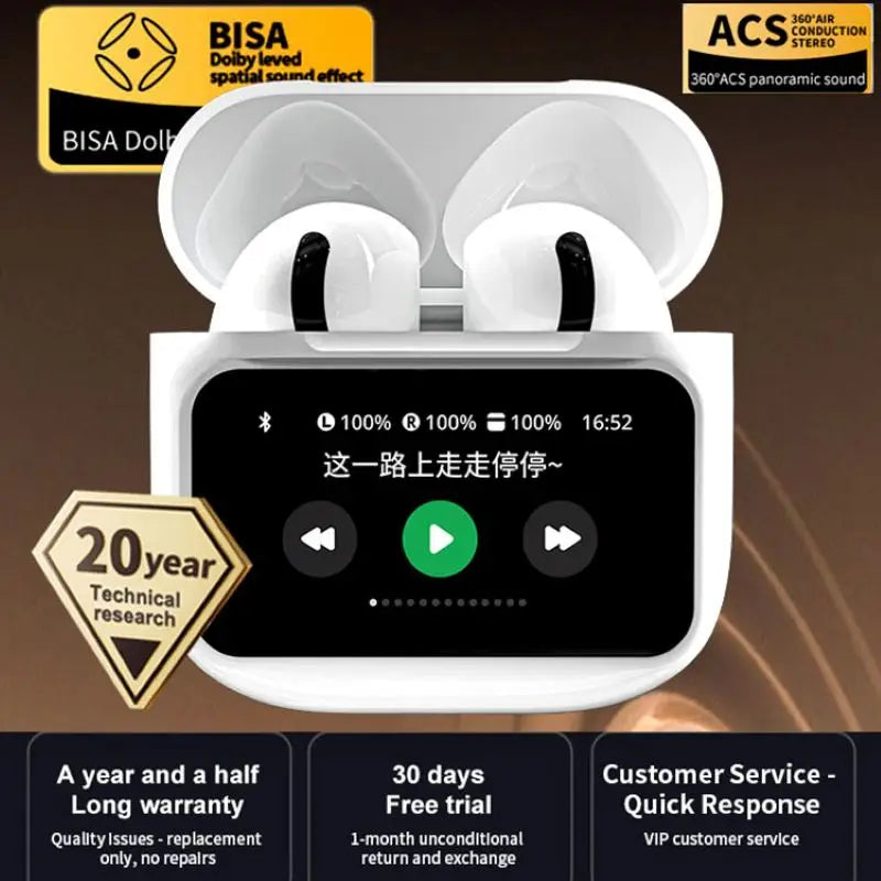 A11 Pro TWS Wireless Earbuds Touch Control LCD Screen Earphone with ENC Noise Cancelling Super Bass Premium Sound Long Battery